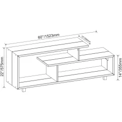 Walker Edison Furniture Company 60 in. Amber Wood TV Stand with Open Storage (Max tv size 65 in.)