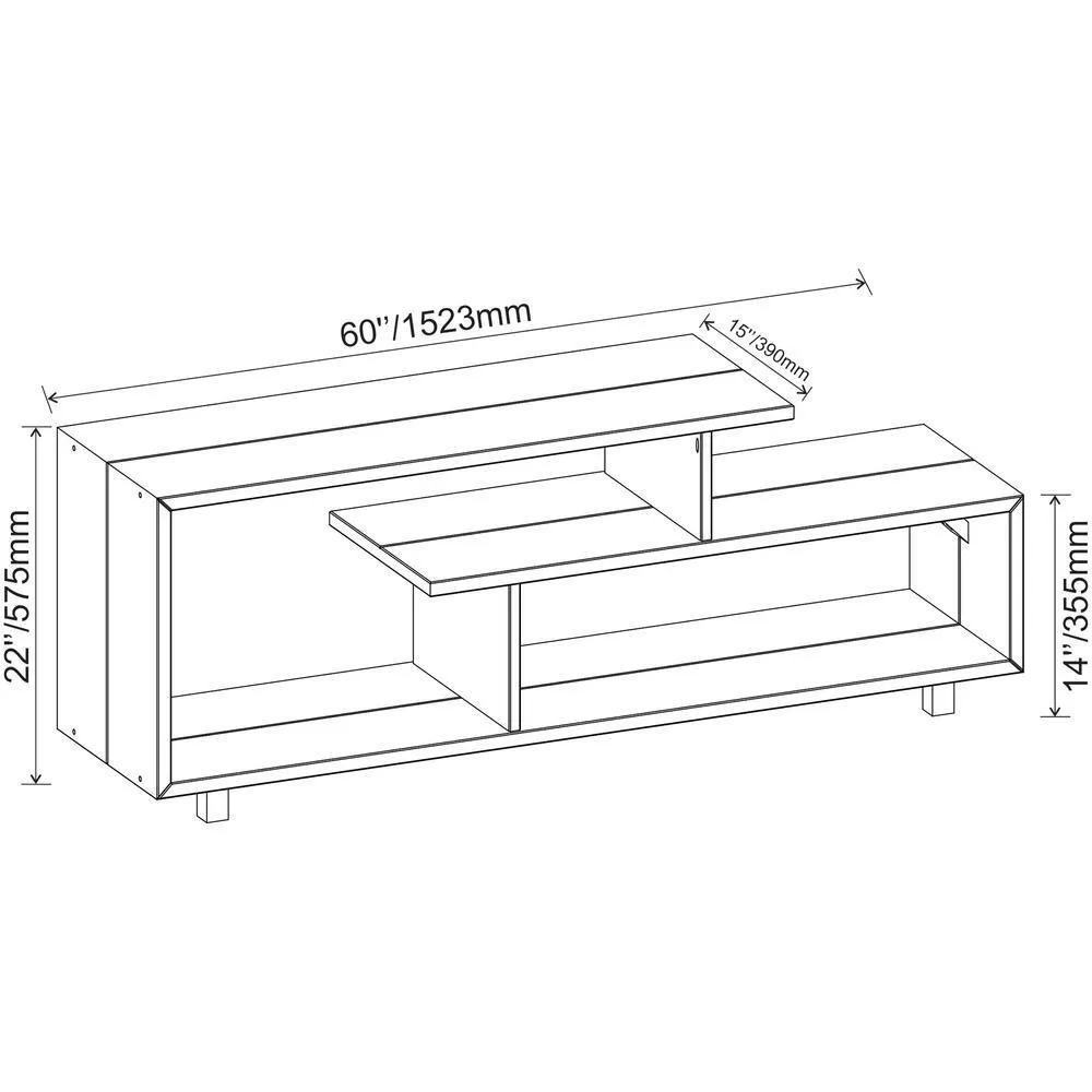 Walker Edison Furniture Company 60 in. Amber Wood TV Stand with Open Storage (Max tv size 65 in.)