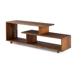 Walker Edison Furniture Company 60 in. Amber Wood TV Stand with Open Storage (Max tv size 65 in.)