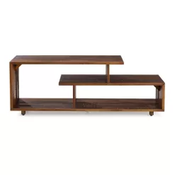 Walker Edison Furniture Company 60 in. Amber Wood TV Stand with Open Storage (Max tv size 65 in.)