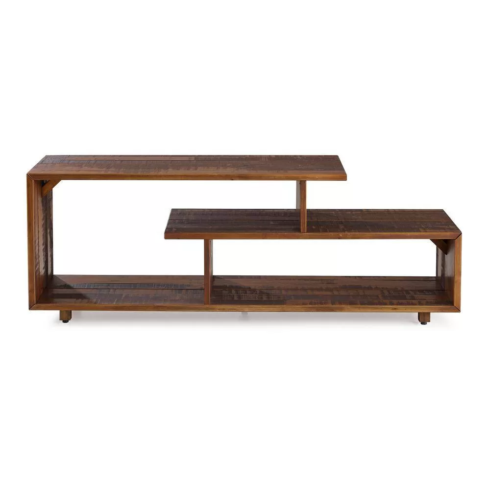 Walker Edison Furniture Company 60 in. Amber Wood TV Stand with Open Storage (Max tv size 65 in.)