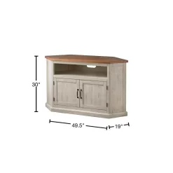 Martin Svensson Home Rustic Corner Antique White Metal Corner TV Stand Fits TVs Up to 55 in. with Cable Management