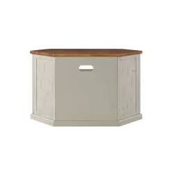 Martin Svensson Home Rustic Corner Antique White Metal Corner TV Stand Fits TVs Up to 55 in. with Cable Management