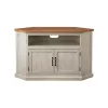 Martin Svensson Home Rustic Corner Antique White Metal Corner TV Stand Fits TVs Up to 55 in. with Cable Management