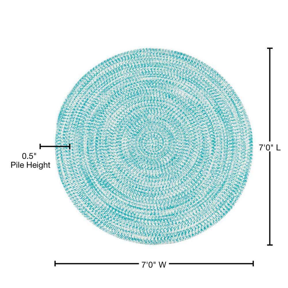 Colonial Mills Kaari Aqua 7 ft. x 7 ft. Tweed Indoor/Outdoor Round Area Rug