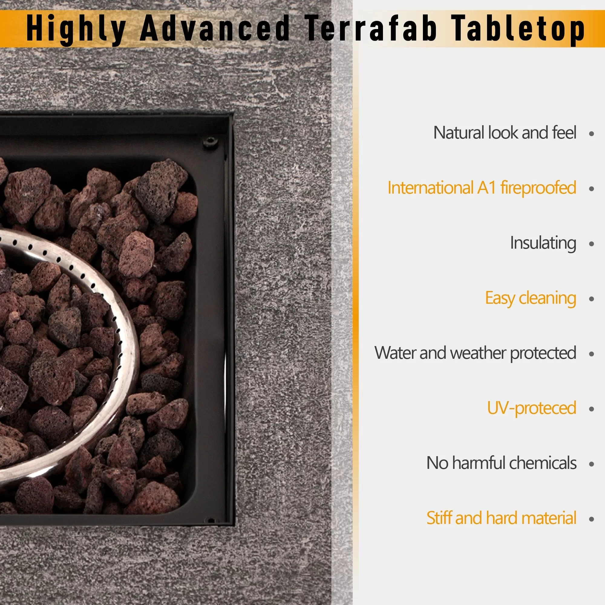 Sophia & William 28" Square Patio Gas Fire Pit Table CSA Certificated 40000 BTU