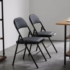 UBesGoo 6 Pack Folding Chairs Cushioned Padded Seat Wedding Chairs with Metal Frame Home Office Party Use Black