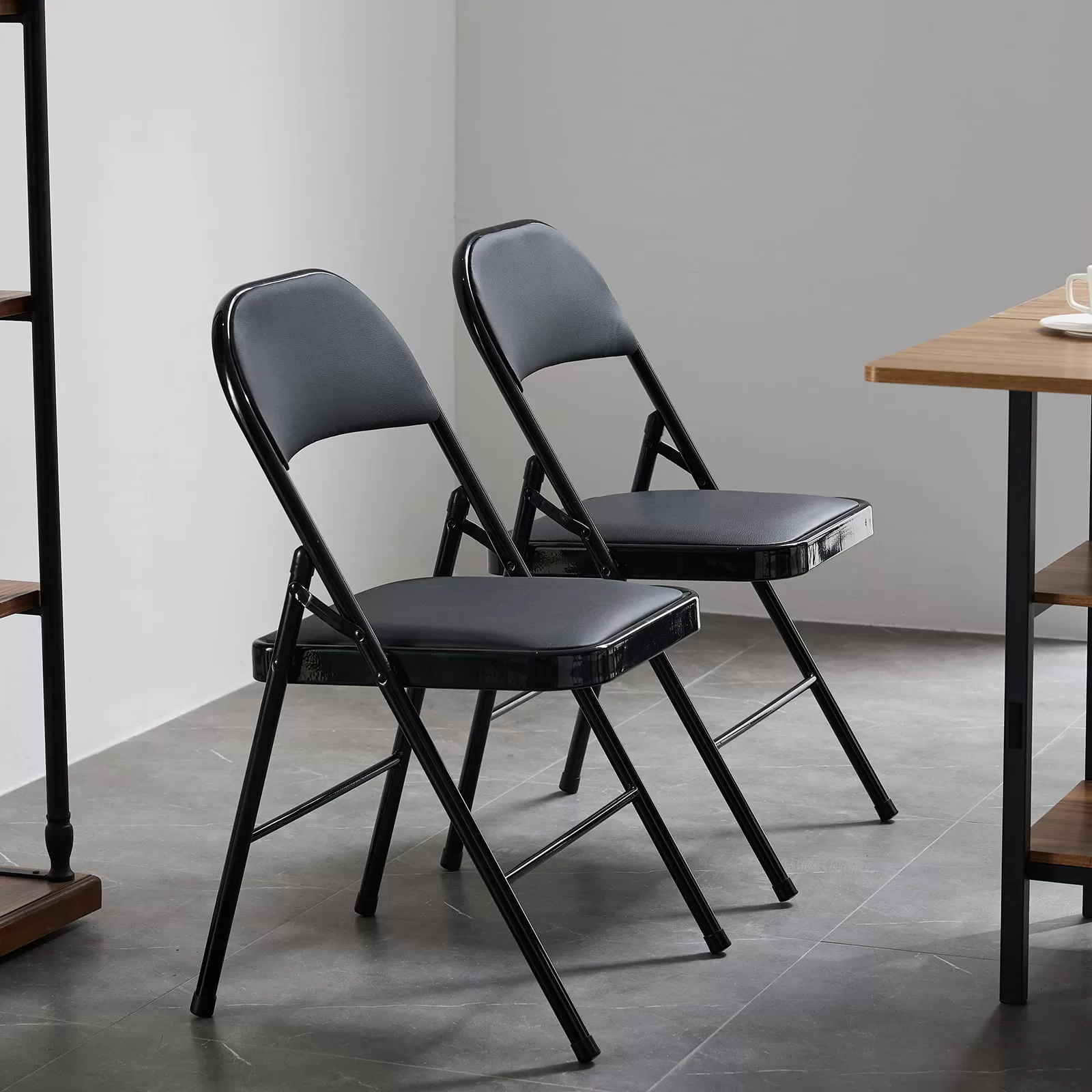 UBesGoo 6 Pack Folding Chairs Cushioned Padded Seat Wedding Chairs with Metal Frame Home Office Party Use Black