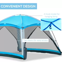 Outsunny 12' x 12' Screen House Room, 8 Person Camping Tent w/ Carry Bag and 4 Mesh Walls for Hiking, Backpacking, and Traveling, Easy Set Up