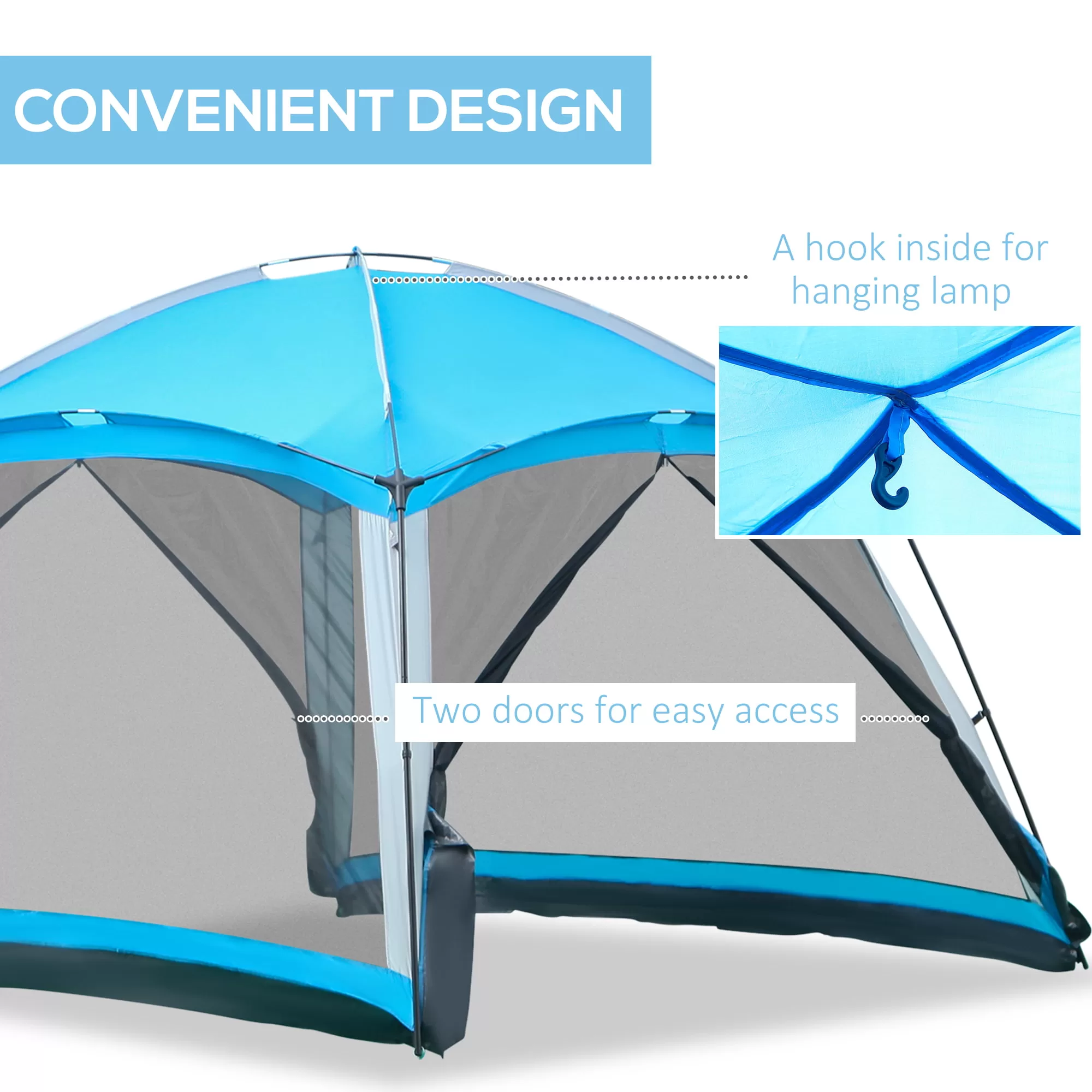 Outsunny 12' x 12' Screen House Room, 8 Person Camping Tent w/ Carry Bag and 4 Mesh Walls for Hiking, Backpacking, and Traveling, Easy Set Up