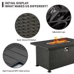 HOMREST Propane Fire Pit Table, 50 Inch 50,000 BTU Smokeless Firepit for Outdoor Patio, CSA Approved, Auto-Ignition Adjustable Flame