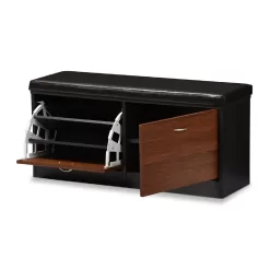 Baxton Studio Foley Entryway Cushioned Bench Shoe Rack Cabinet Organizer