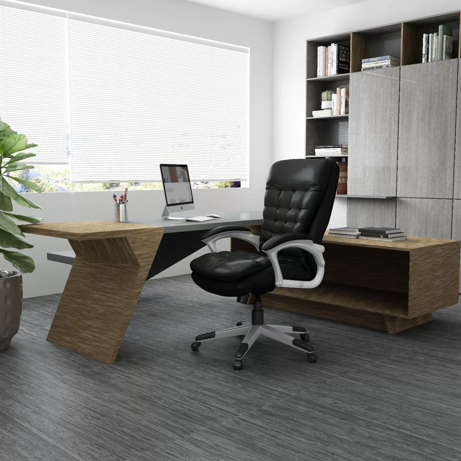 Boss High Back Executive Chair with Pewter Finished Base