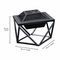 Teamson Home Outdoor 24 in. Wood Burning Fire Pit with Tabletop and Decorative Base, Black