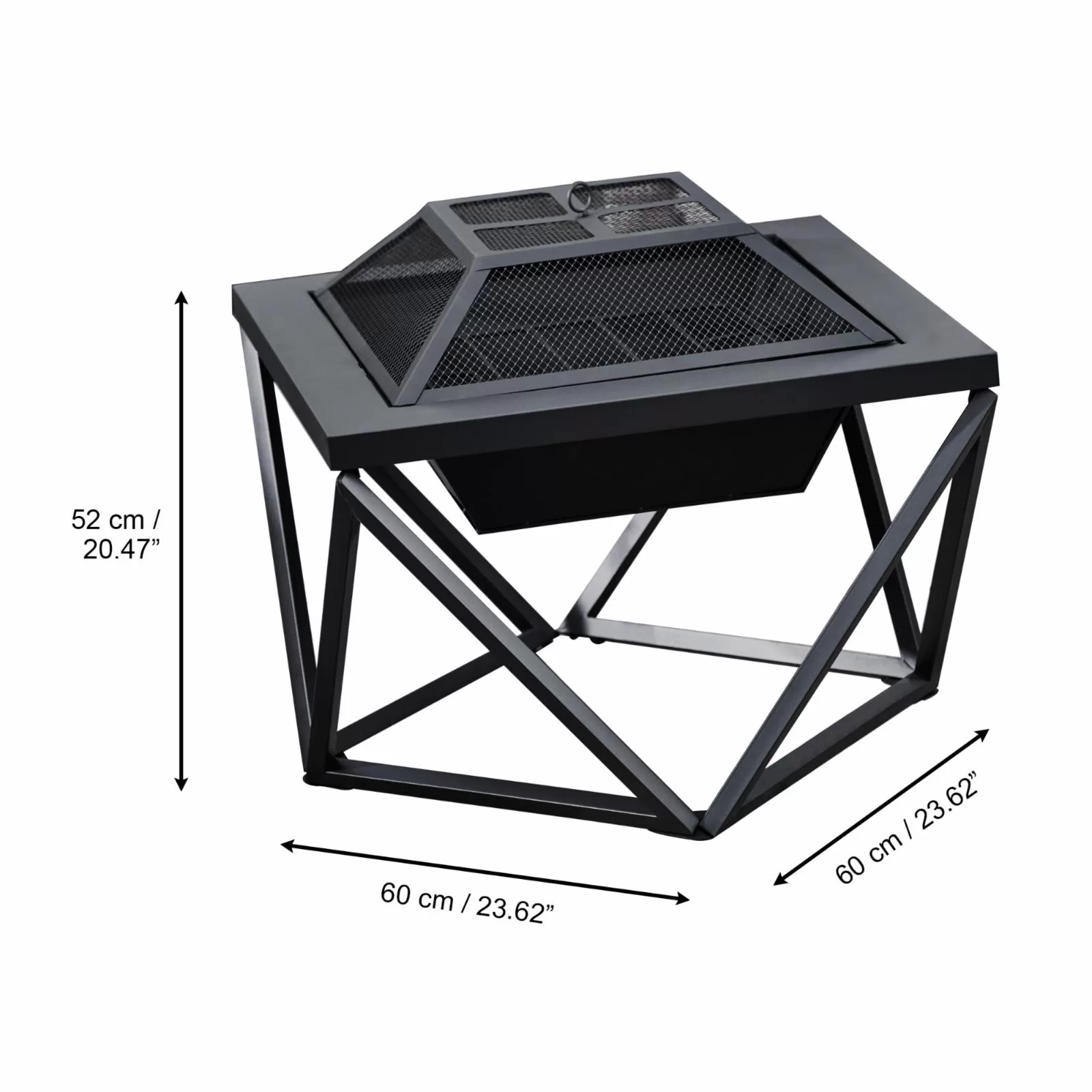 Teamson Home Outdoor 24 in. Wood Burning Fire Pit with Tabletop and Decorative Base, Black