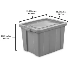 Sterilite Tuff1 18 Gallon Plastic Storage Tote Container Bin w/ Lid, 18 Ct