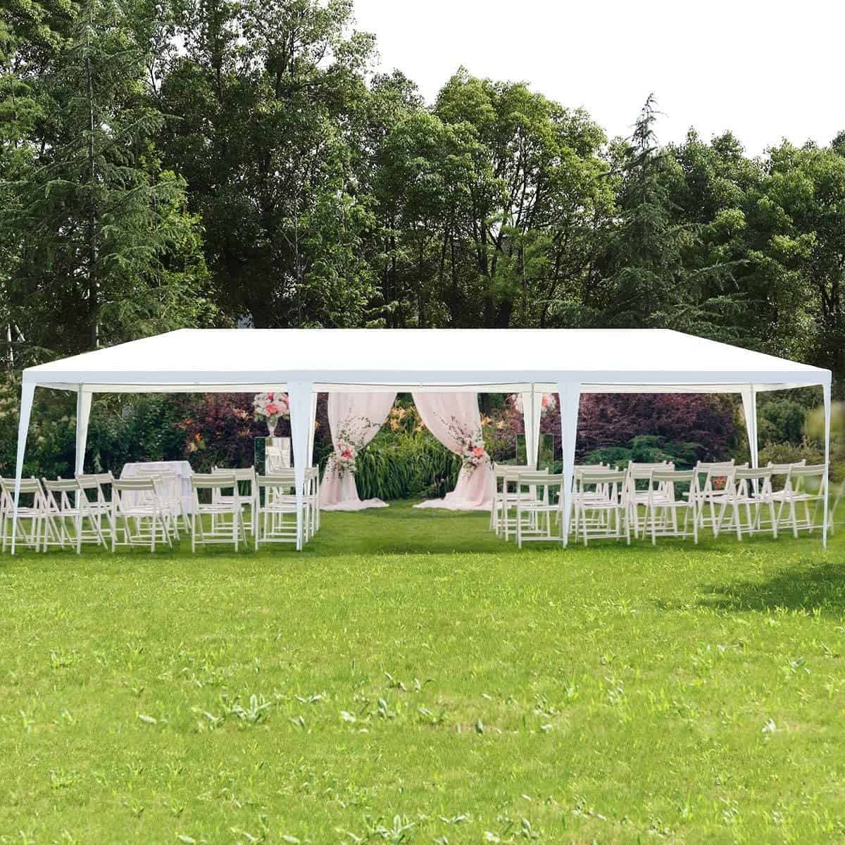 SUGIFT 10'x30' Wedding Party Tent Outdoor Canopy Tent with 5 Side Walls White