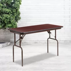 Flash Furniture 4-Foot Mahogany Melamine Laminate Folding Banquet Table