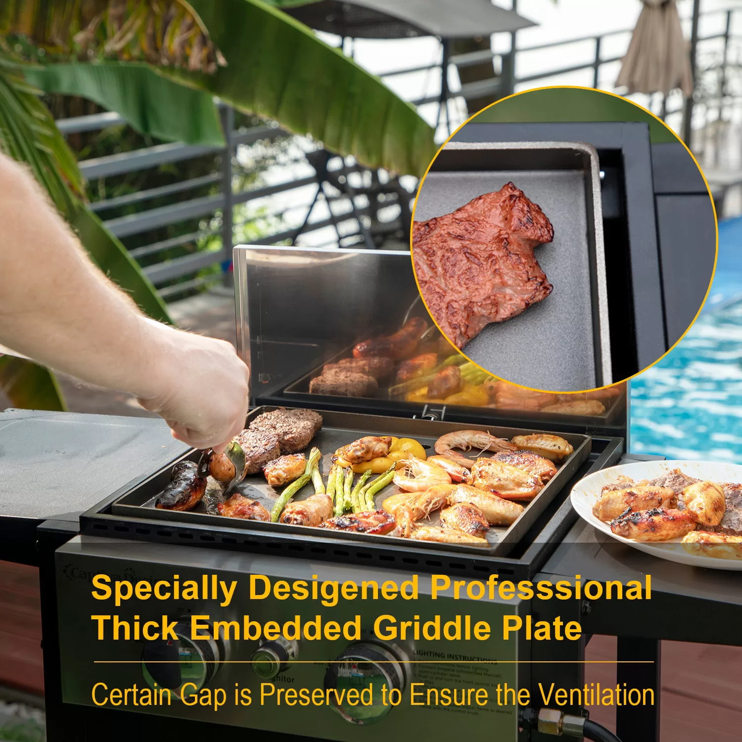 Sophia & William 2-Burner Gas Grill and Griddle Combo with Wheels