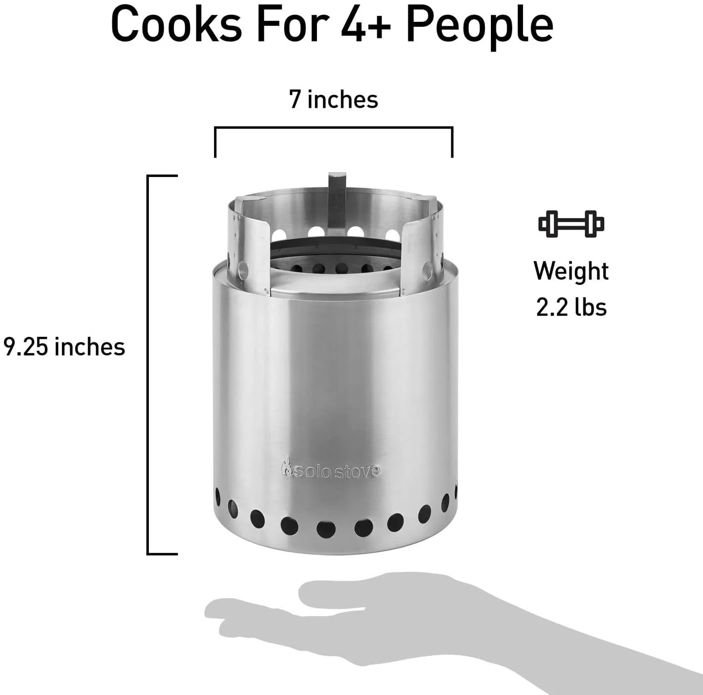 Solo Stove Campfire, Portable Camping Hiking, Backpacking and Survival Stove, 4+ People, Stainless Steel