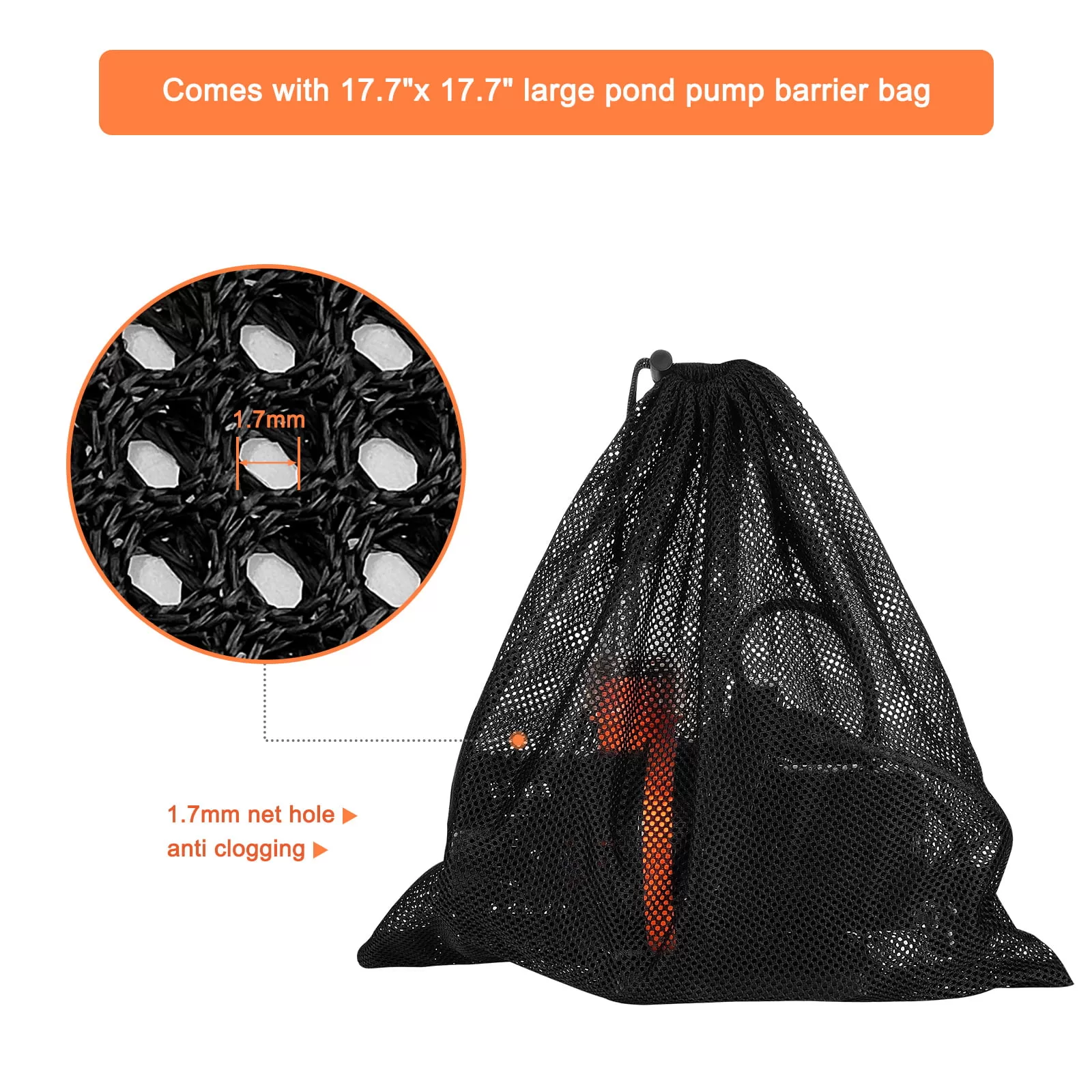 JEREPET 3400GPH Pond Pump with barrier bag, 22ft Max lift Submersible Water pump ,for waterfall,Koi pond fountains and statuary