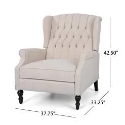 Noble House Apaloosa Beige Nailhead Trim Recliner