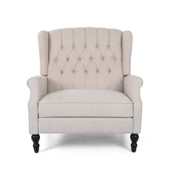 Noble House Apaloosa Beige Nailhead Trim Recliner