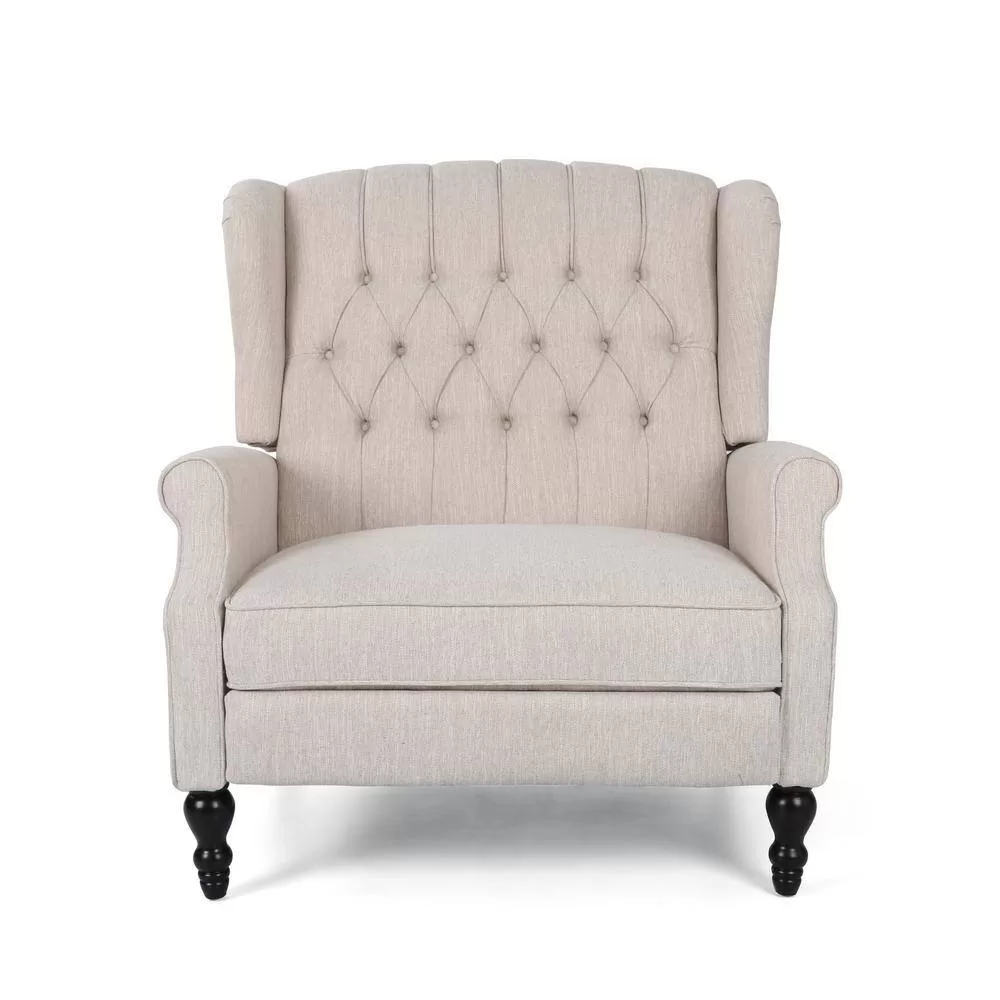 Noble House Apaloosa Beige Nailhead Trim Recliner