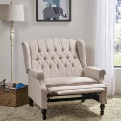 Noble House Apaloosa Beige Nailhead Trim Recliner