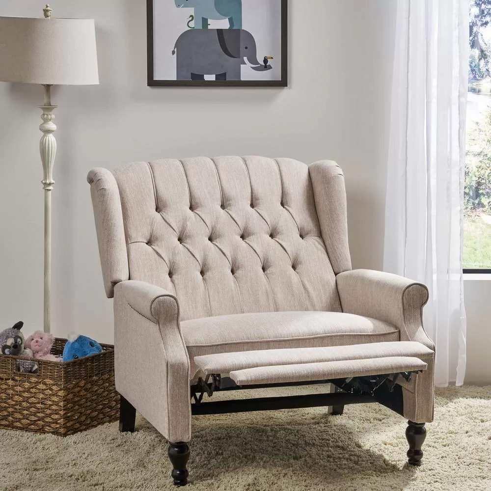 Noble House Apaloosa Beige Nailhead Trim Recliner