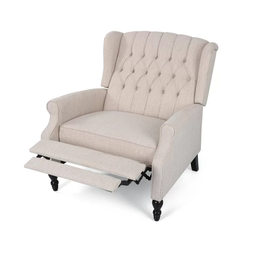 Noble House Apaloosa Beige Nailhead Trim Recliner