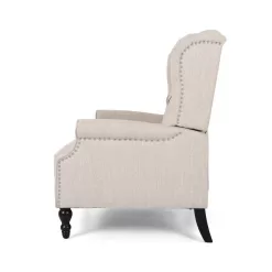 Noble House Apaloosa Beige Nailhead Trim Recliner