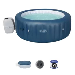Bestway 60030E-BW + 28503E SaluSpa Milan Airjet Plus Portable 6-Person Inflatable Hot Tub with Intex LED Light