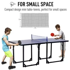 Soozier 6' x 3' Foldable Ping Pong Table Set with 2 Table Halves for Party Use, Space-Saving Mid-Size Table Tennis for Small Living Spaces, Basement Games, Sports Gifts