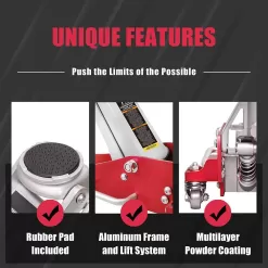 Big Red AT815016LR 1.5-Ton Low-Profile Aluminum and Steel Floor Jack with Dual Piston Speedy Lift