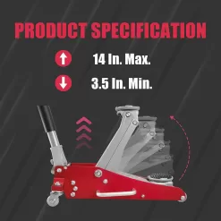 Big Red AT815016LR 1.5-Ton Low-Profile Aluminum and Steel Floor Jack with Dual Piston Speedy Lift
