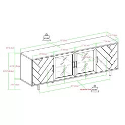 Welwick Designs 70 in. Birch Wood and Glass Modern Herringbone TV Stand with 4-Drawers (Max tv size 80 in.)