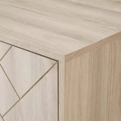 Welwick Designs 70 in. Birch Wood and Glass Modern Herringbone TV Stand with 4-Drawers (Max tv size 80 in.)
