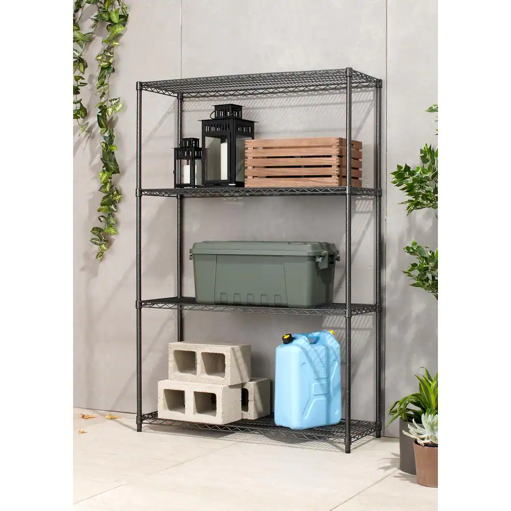TRINITY PRO Black Anthracite 4-Tier Steel Wire Garage Storage Shelving Unit (36 in. W x 72 in. H x 24 in. D)