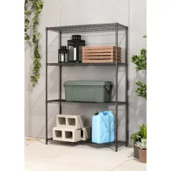 TRINITY PRO Black 4-Tier Steel Wire Garage Storage Shelving Unit (48 in. W x 72 in. H x 18 in. D)