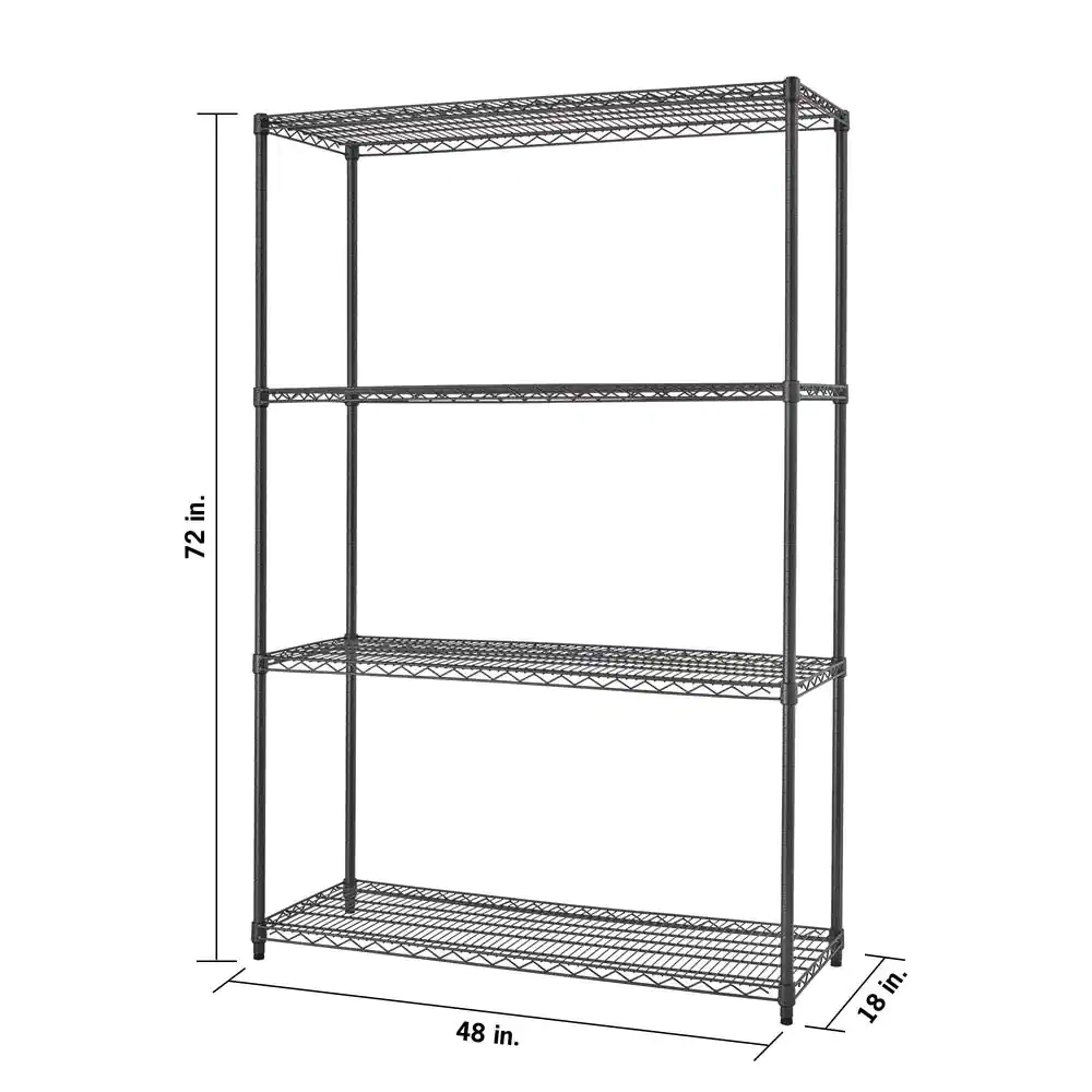 TRINITY PRO Black 4-Tier Steel Wire Garage Storage Shelving Unit (48 in. W x 72 in. H x 18 in. D)