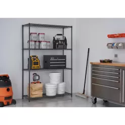 TRINITY PRO Black 4-Tier Steel Wire Garage Storage Shelving Unit (48 in. W x 72 in. H x 18 in. D)