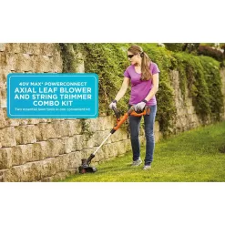 BLACK+DECKER LCC140 40V MAX Brushless Cordless Battery Powered String Trimmer (1) 2Ah Battery & Charger & Leaf Blower (Tool Only)