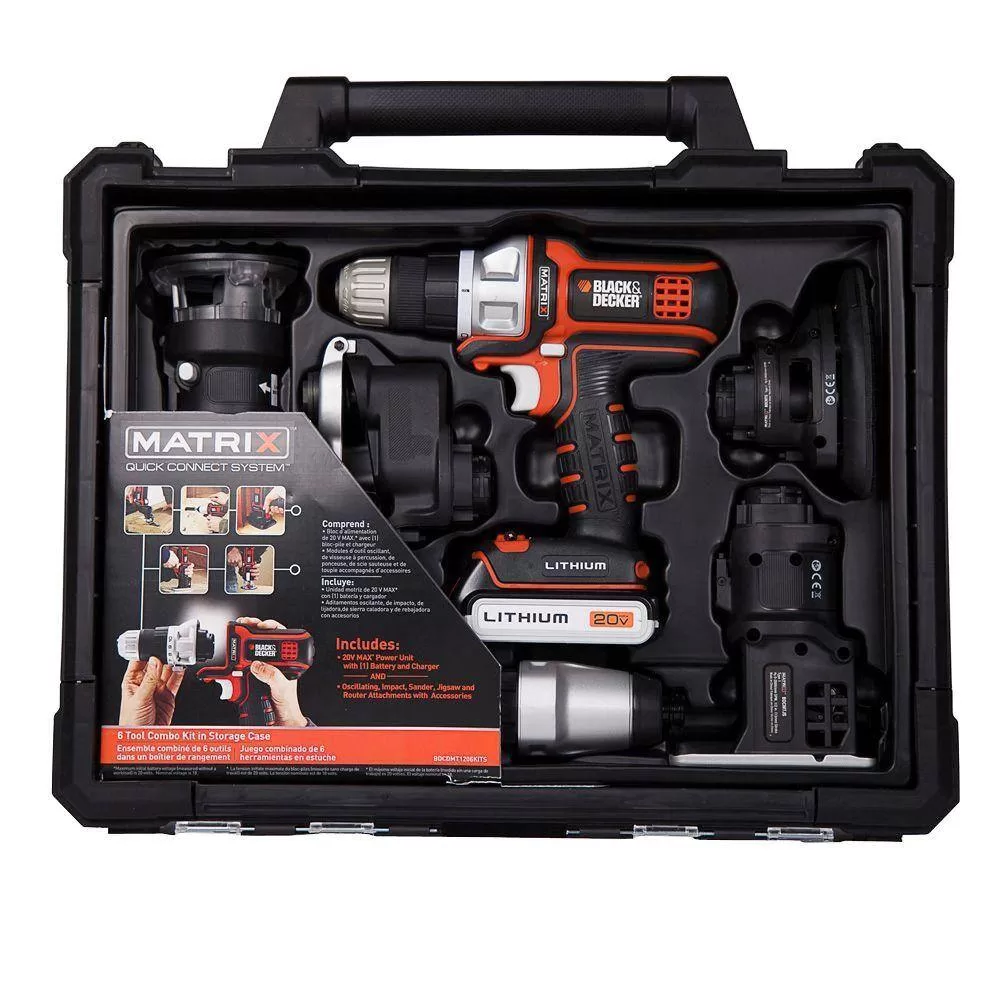 BLACK+DECKER BDCDMT1206KITC 20-Volt Max Lithium-Ion Cordless Matrix Combo Kit with Storage Case (6-Tool) - Image 8