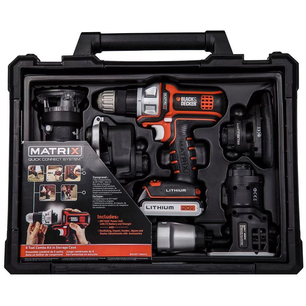 BLACK+DECKER BDCDMT1206KITC 20-Volt Max Lithium-Ion Cordless Matrix Combo Kit with Storage Case (6-Tool) - Image 7
