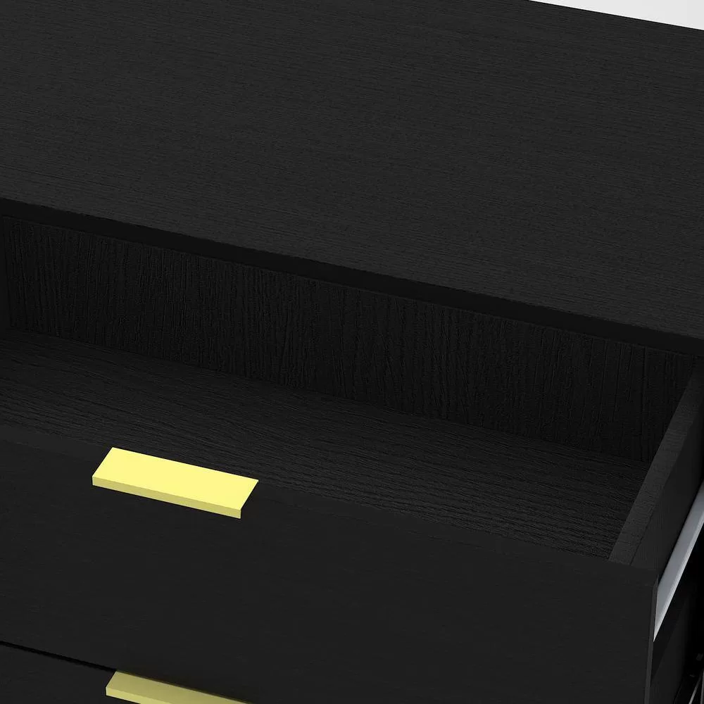 FUFU&GAGA 62.9 in. Wood Black TV Stand Entertainment Center with Storage Cabinet and 3-Drawers Fits TV's up to 70 in.