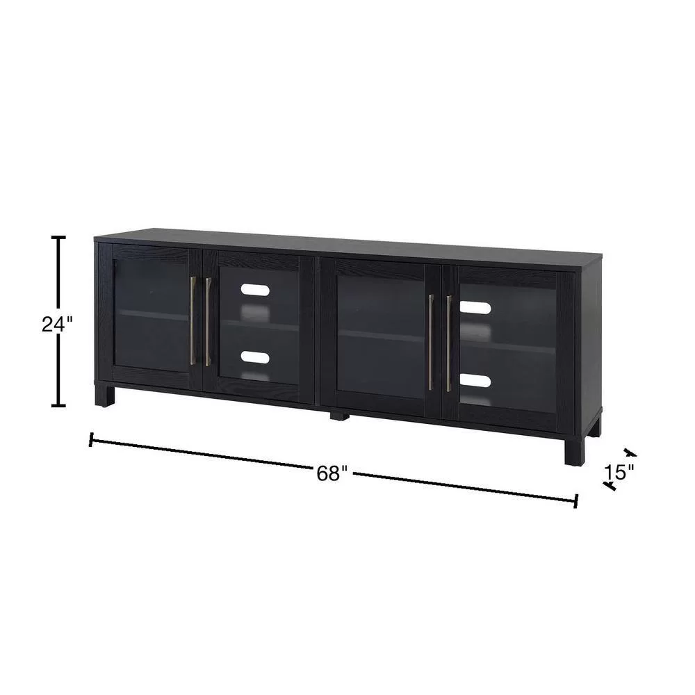 Meyer&Cross Quincy 68 in. Black Grain TV Stand Fits TV's up to 80 in.