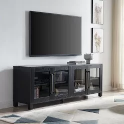 Meyer&Cross Quincy 68 in. Black Grain TV Stand Fits TV's up to 80 in.