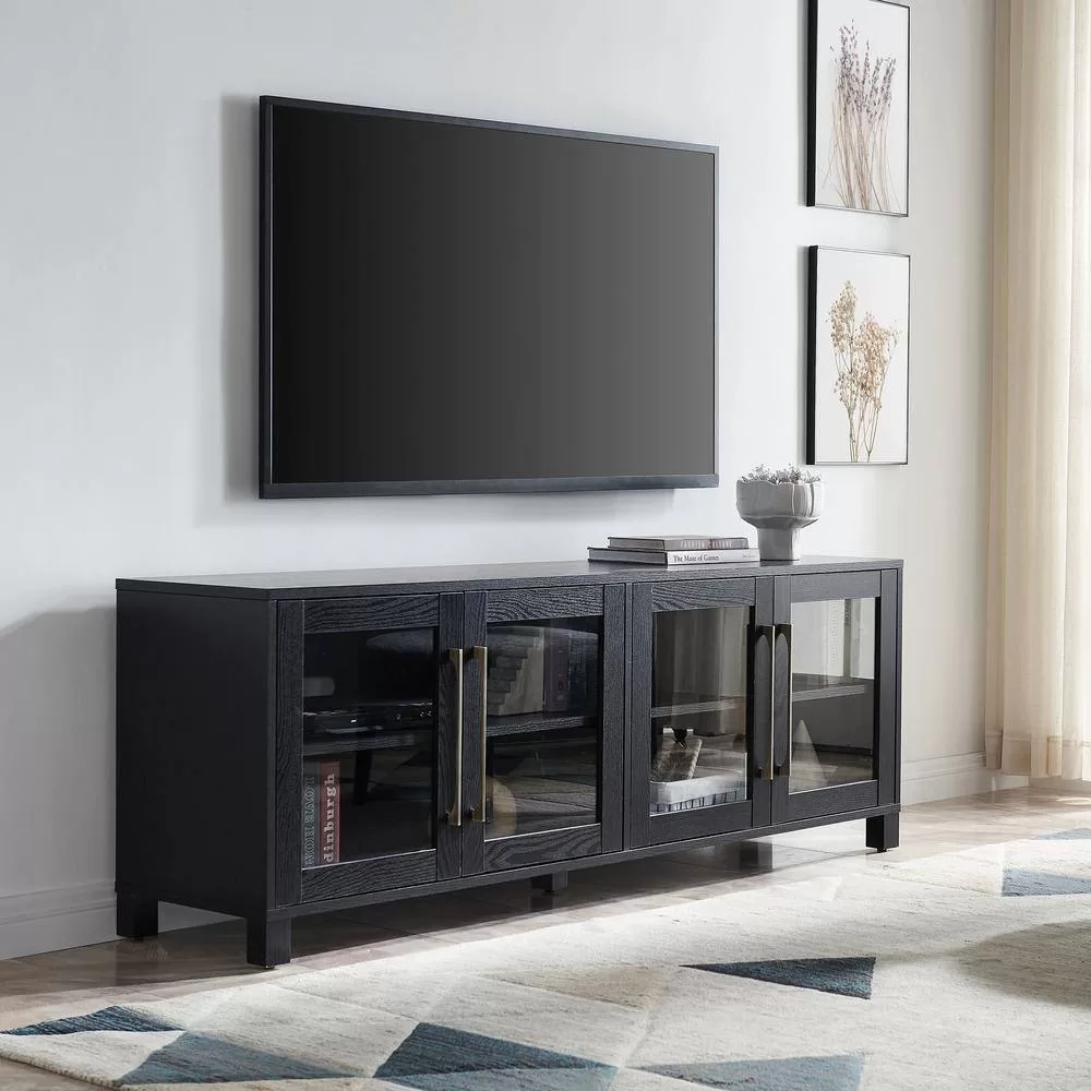 Meyer&Cross Quincy 68 in. Black Grain TV Stand Fits TV's up to 80 in.