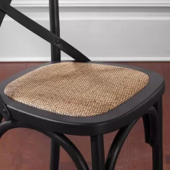 Home Decorators Collection Mavery Black Wood Dining Chair with Cross Back and Woven Seat (Set of 2) (19 in. W x 34.6 in. H)